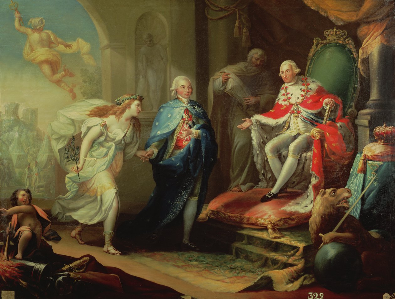 Godoy presenterer fred til Charles IV, 1796 av José Aparicio