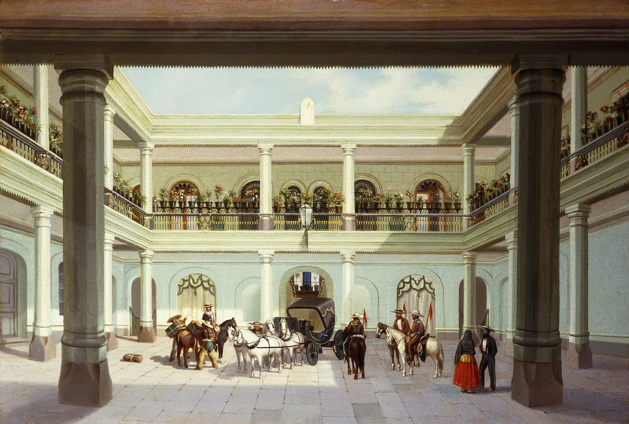 Utsikt over gårdsplassen; Vista del Patio, av Jose Agustin Arrieta