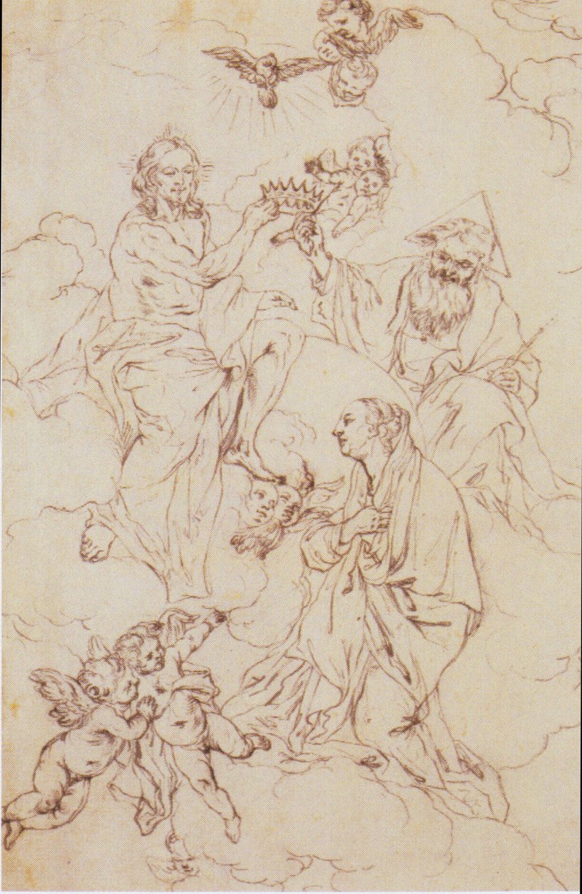 Design for "Kroning av Maria" i Kreuzbergl kirke i Klagenfurt av Josef Ferdinand Fromiller