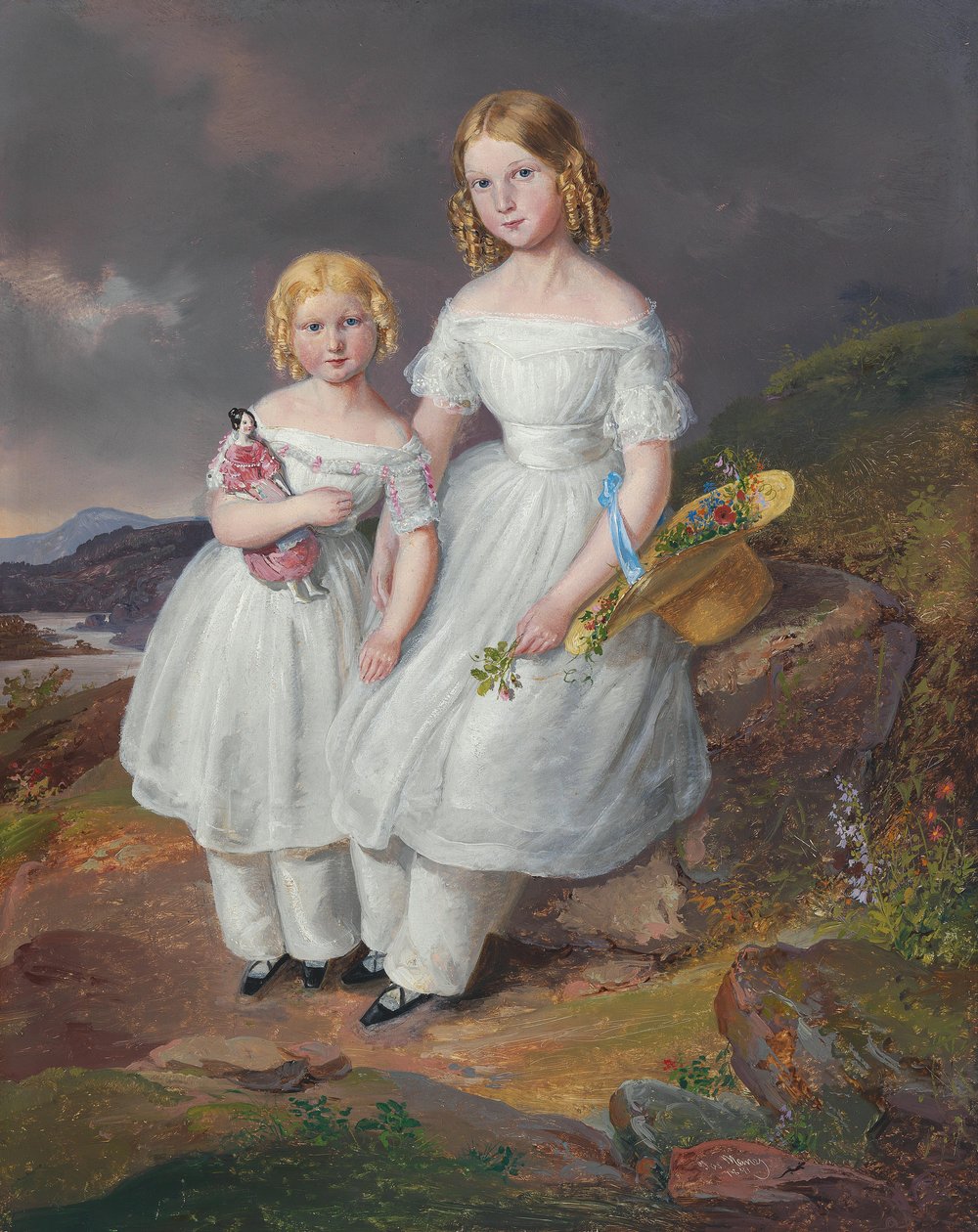 Portrett av Franziska grevinne Kolowrat-Krakowsky født 5. juli 1835 og Seraphine grevinne Kolowrat Krakowsky født av Josef Mánes