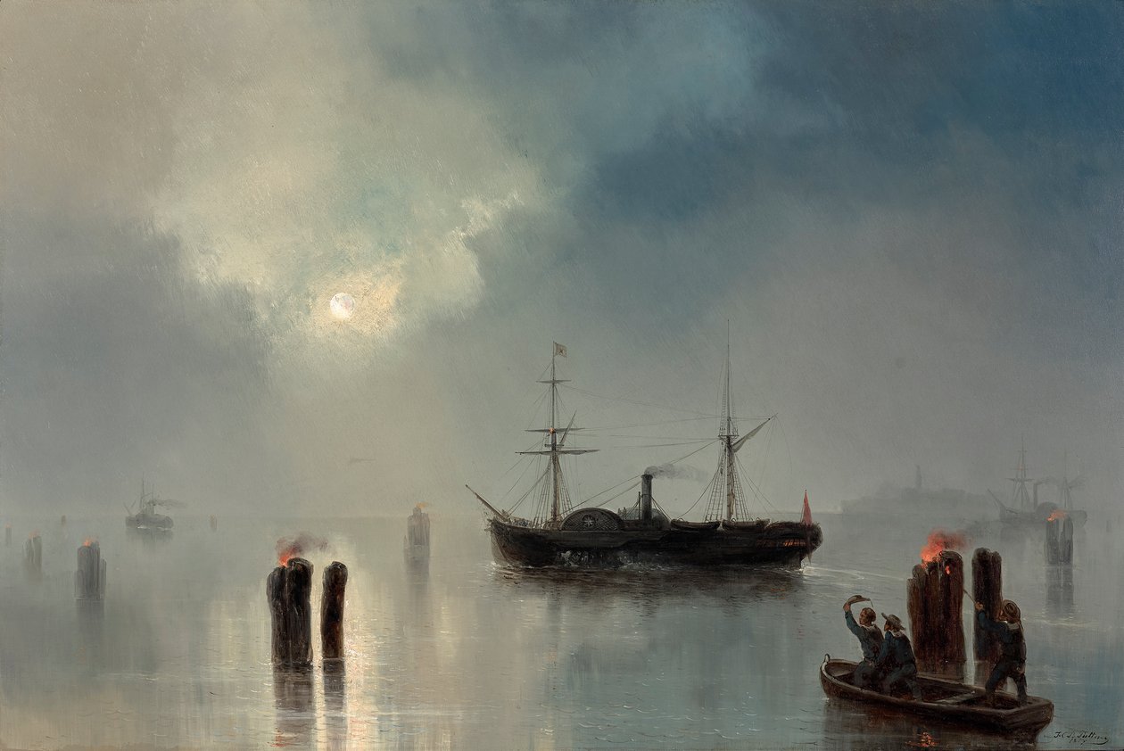 Nattkjøring i lagunen av Josef Carl Berthold Püttner