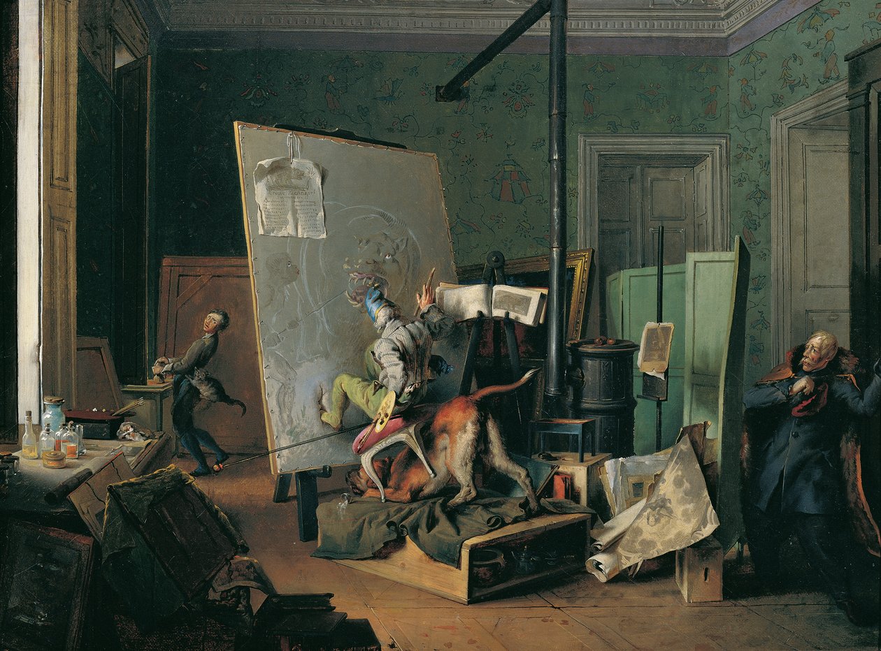 Morsom scene i studio av Josef Danhauser
