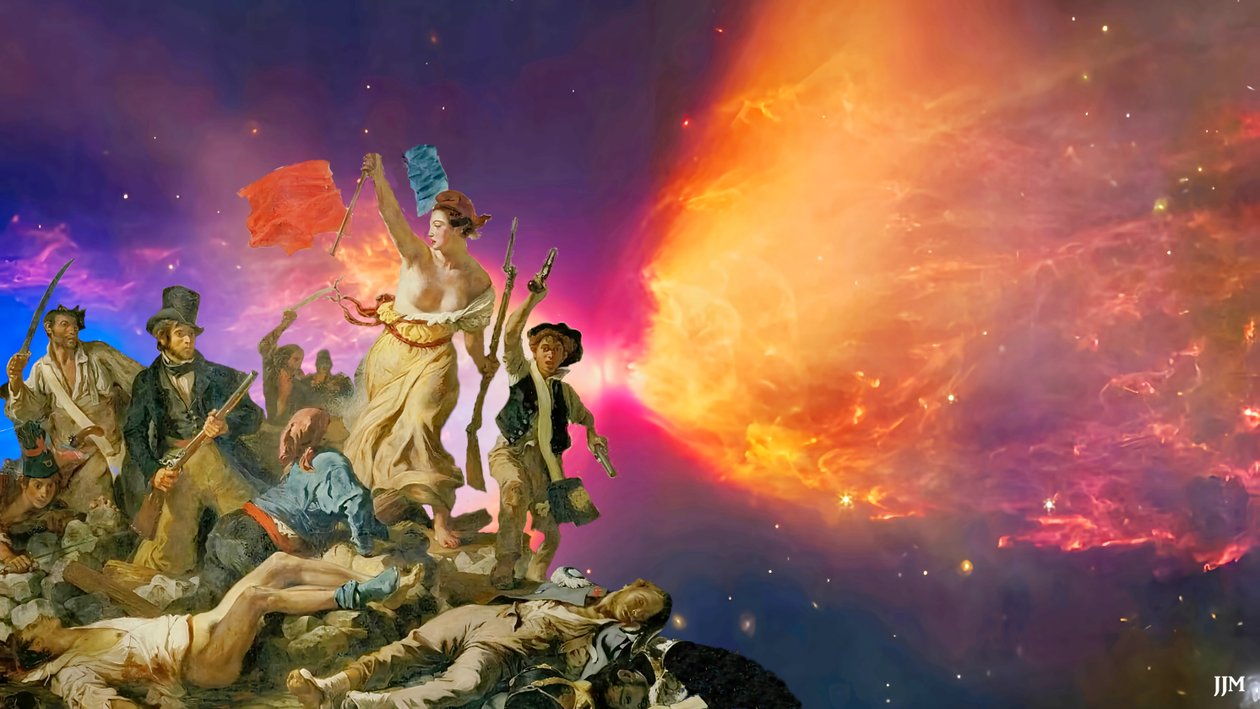 JJM-recreate: Delacroix-F_Freedom for the People+JWST av Josef Johann Michel