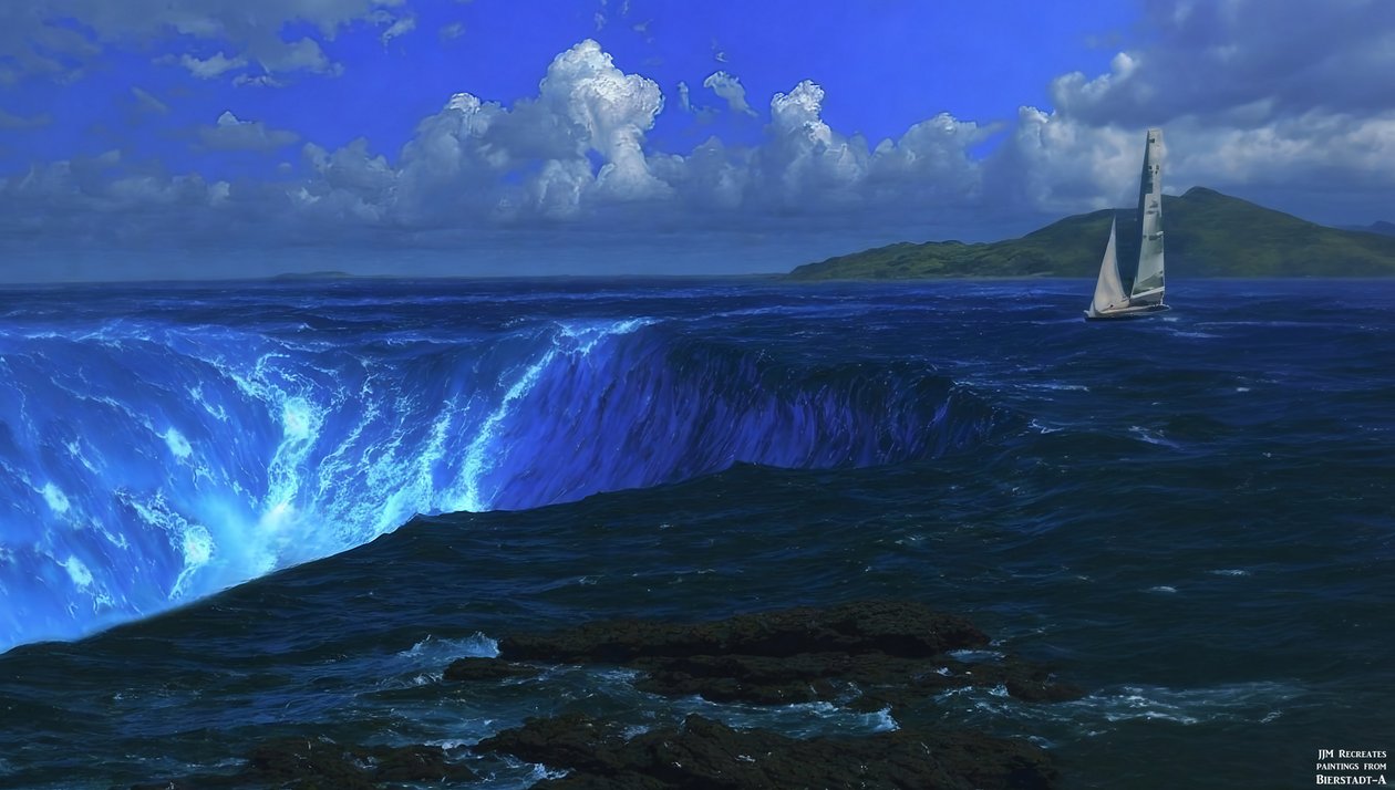 JJM gjenskaper Bierstadt-A: Niagara Falls (med seilskip) av Josef Johann Michel