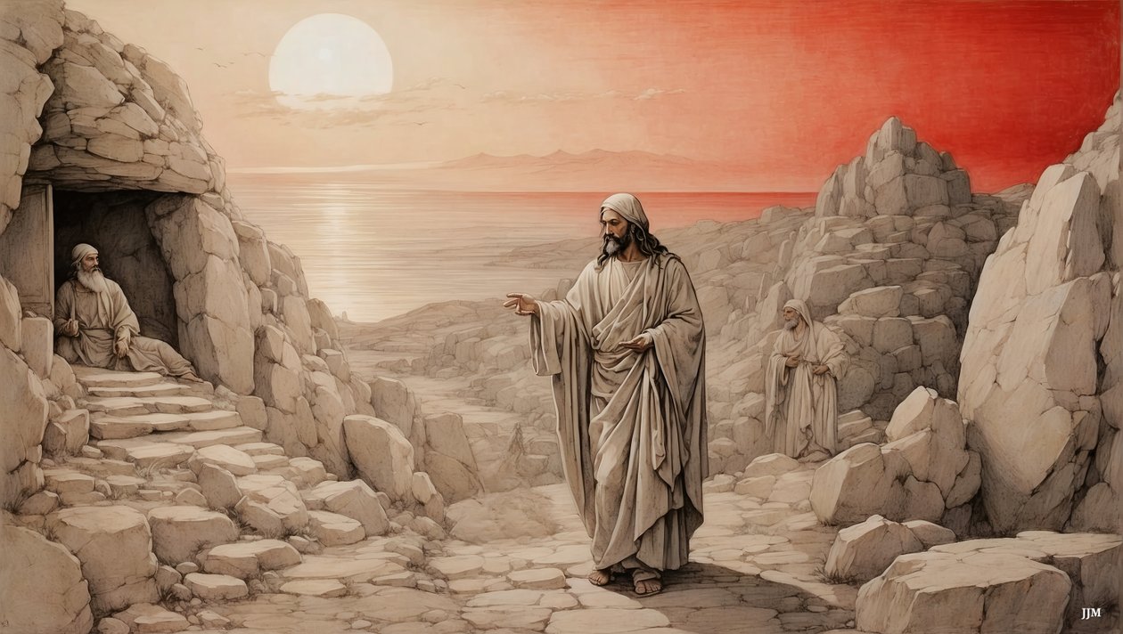 Jesus_reiser Lasarus fra de døde_02 av Josef Johann Michel