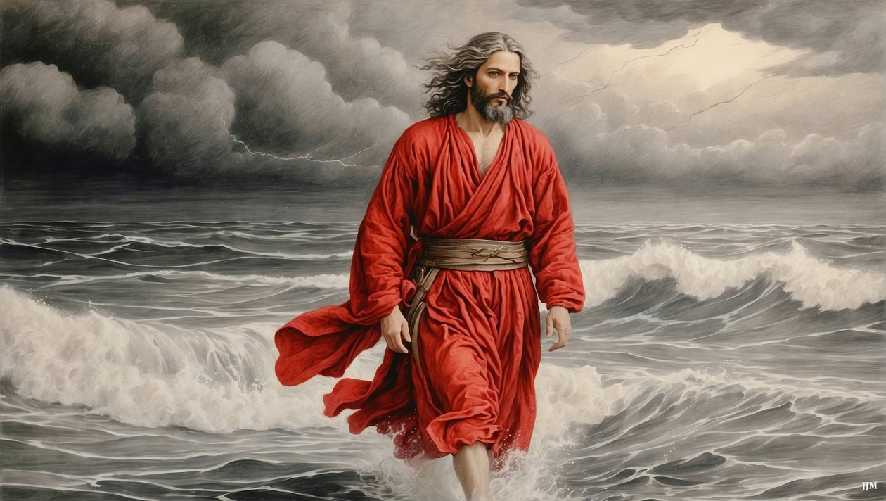 Jesus_går over innsjøen_03_E av Josef Johann Michel