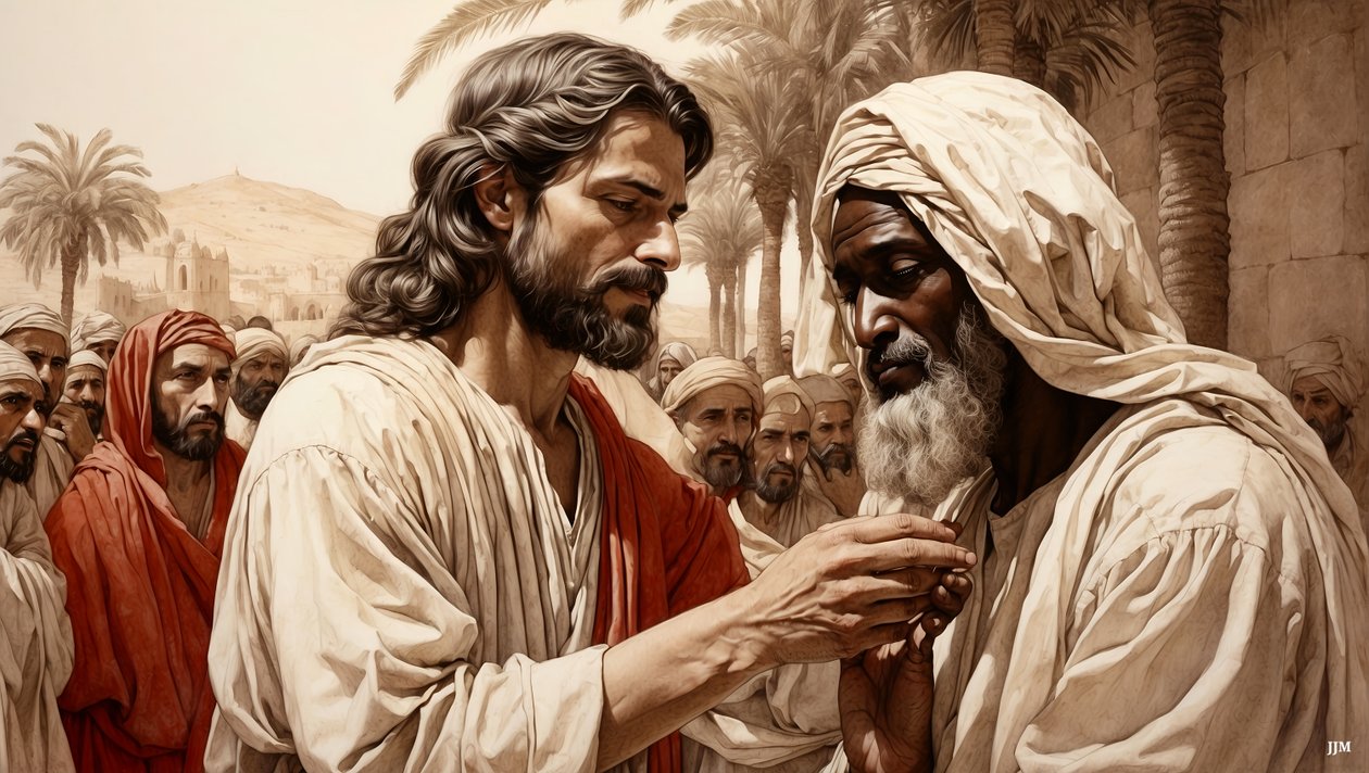 Jesus_helbreder den blinde tiggeren_01 av Josef Johann Michel