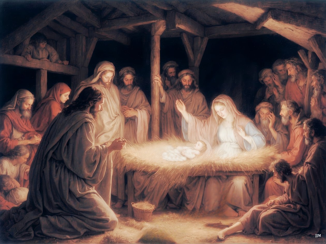 Jesus_i krybben_01 av Josef Johann Michel