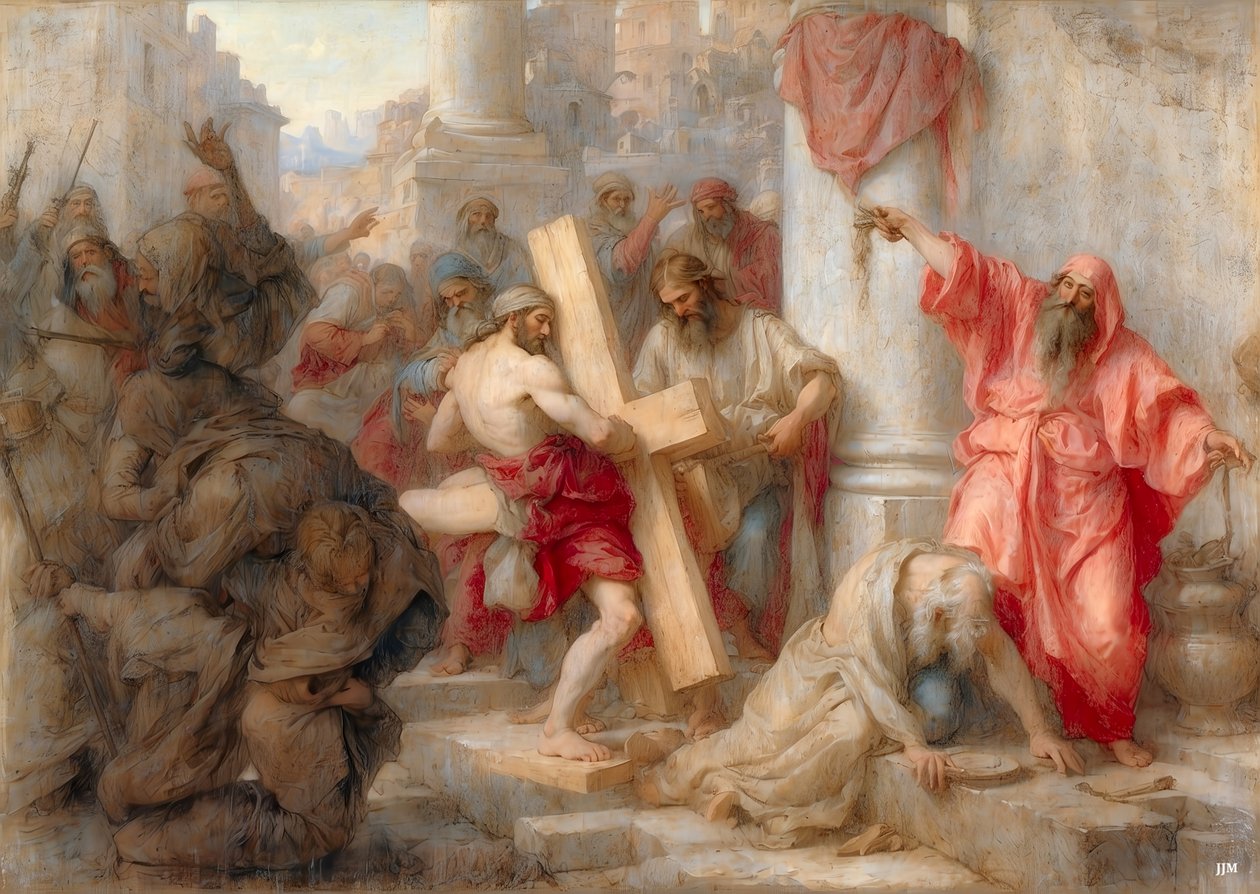 Jesus_bærer korset gjennom Jerusalem _01 av Josef Johann Michel