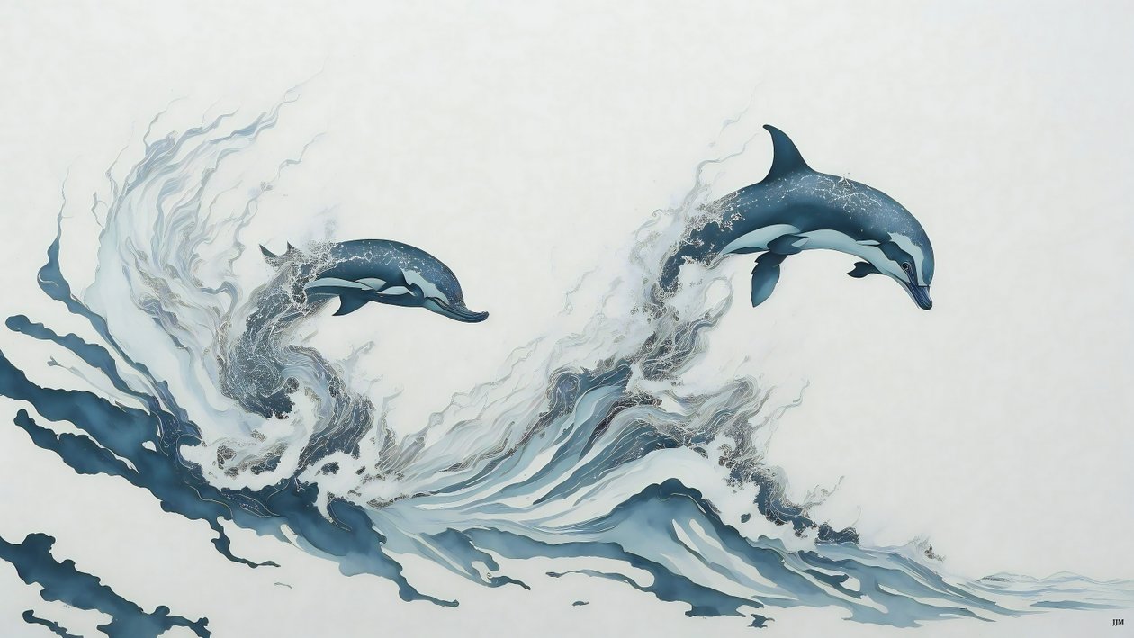 blekkmaleri: Dolphin_02 av Josef Johann Michel