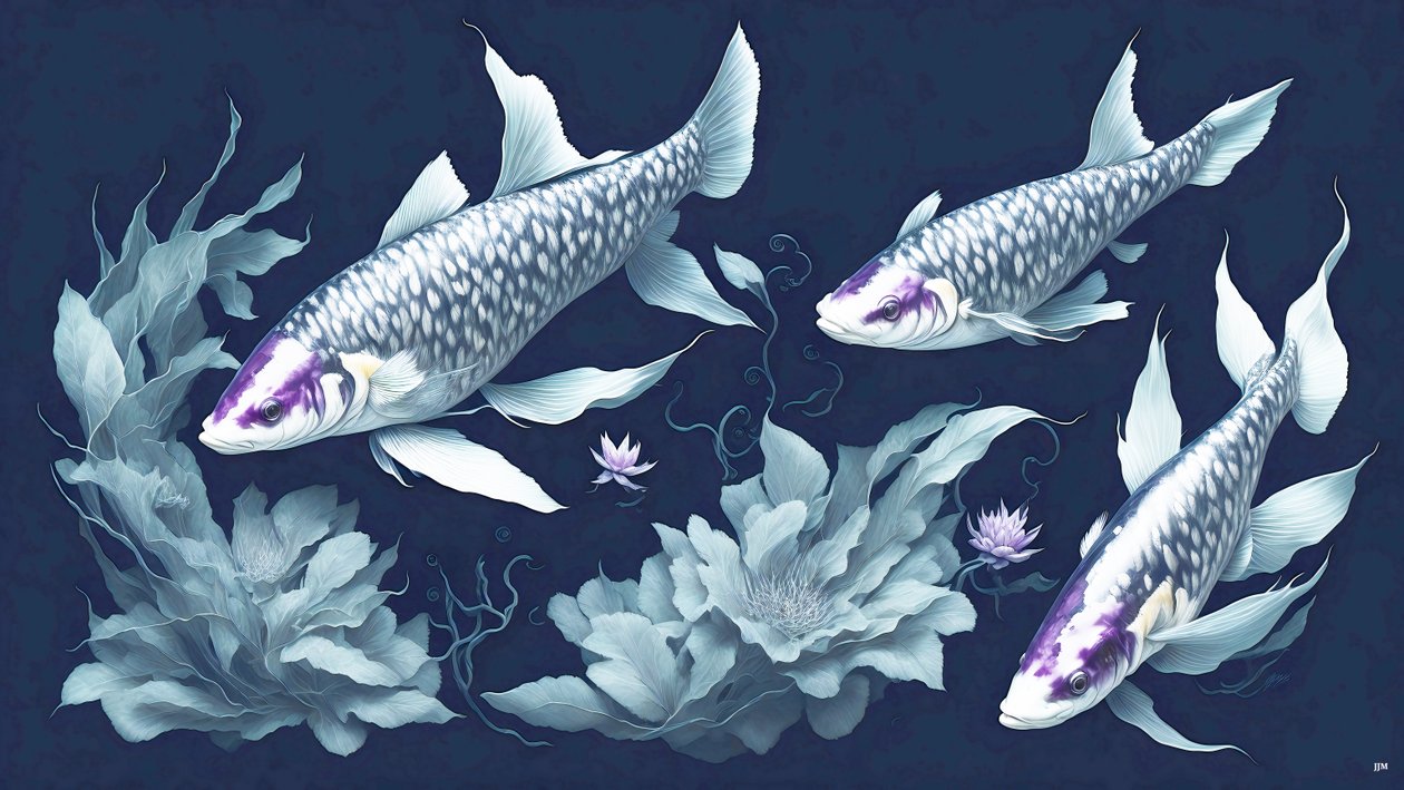blekkmaleri: Koi-Karpfish_amethyst_02 av Josef Johann Michel
