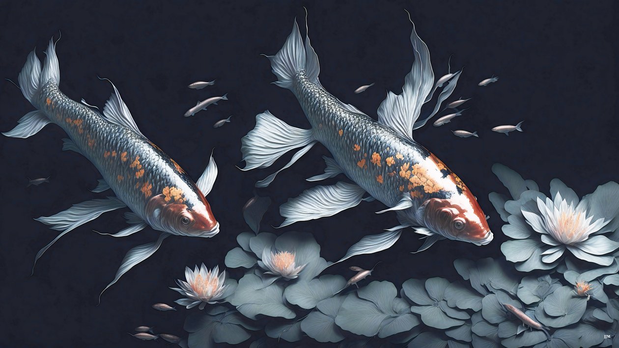 blekkmaleri: Koi-Karpfish_red_02 av Josef Johann Michel