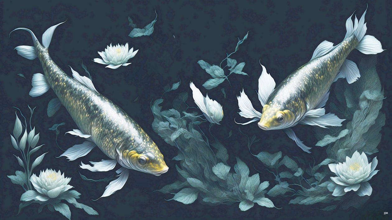 blekkmaleri: Koi-Karpfish_yellow_02 av Josef Johann Michel