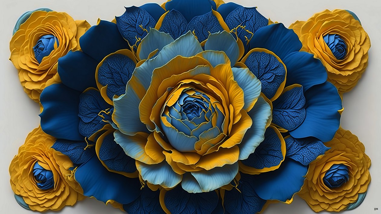 mandala: roser-blå elementer_01 av Josef Johann Michel