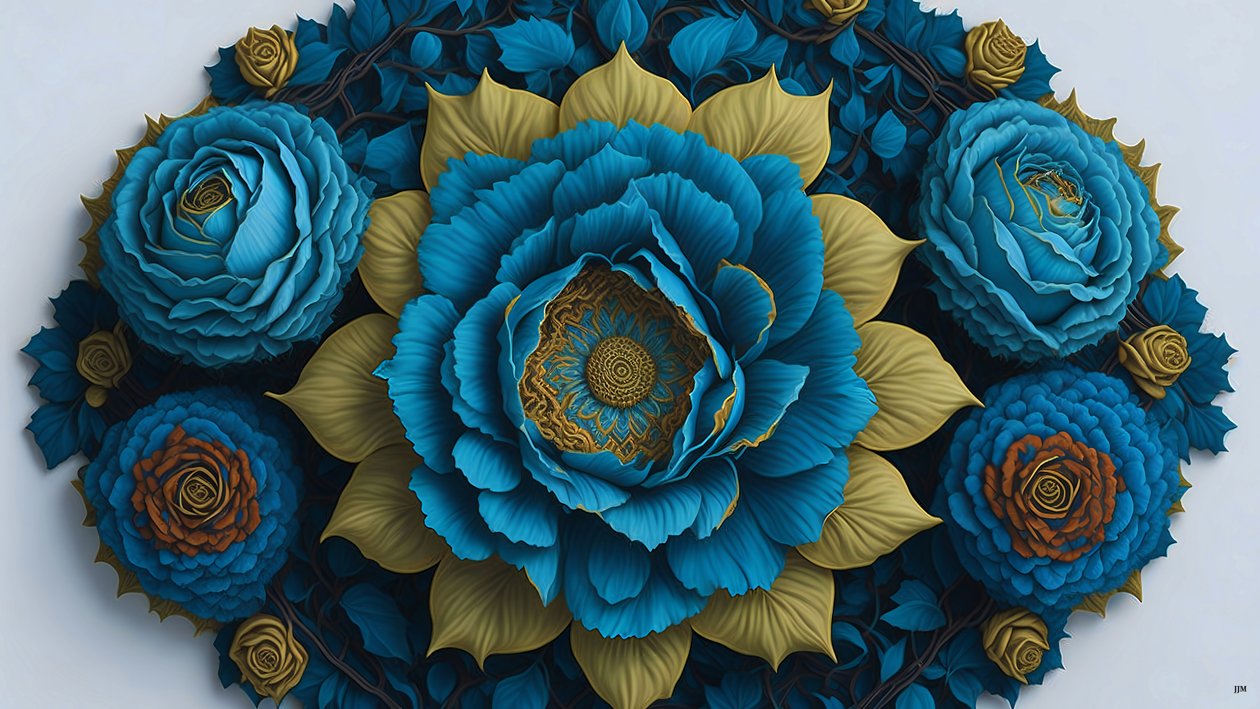 mandala: roser-blå elementer_02 av Josef Johann Michel