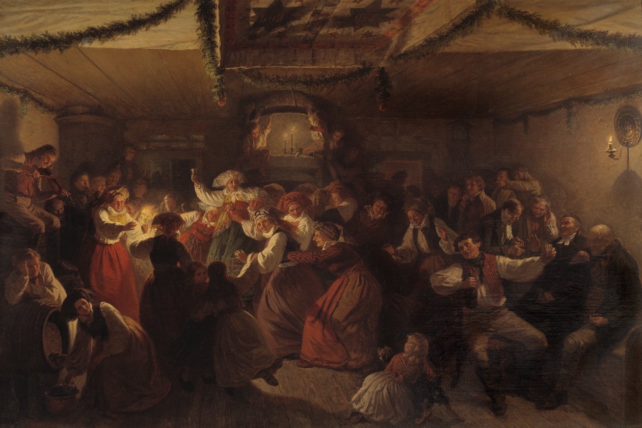 En bryllupsfest fra Vingåker, 1857 av Josef Wilhelm Wallander
