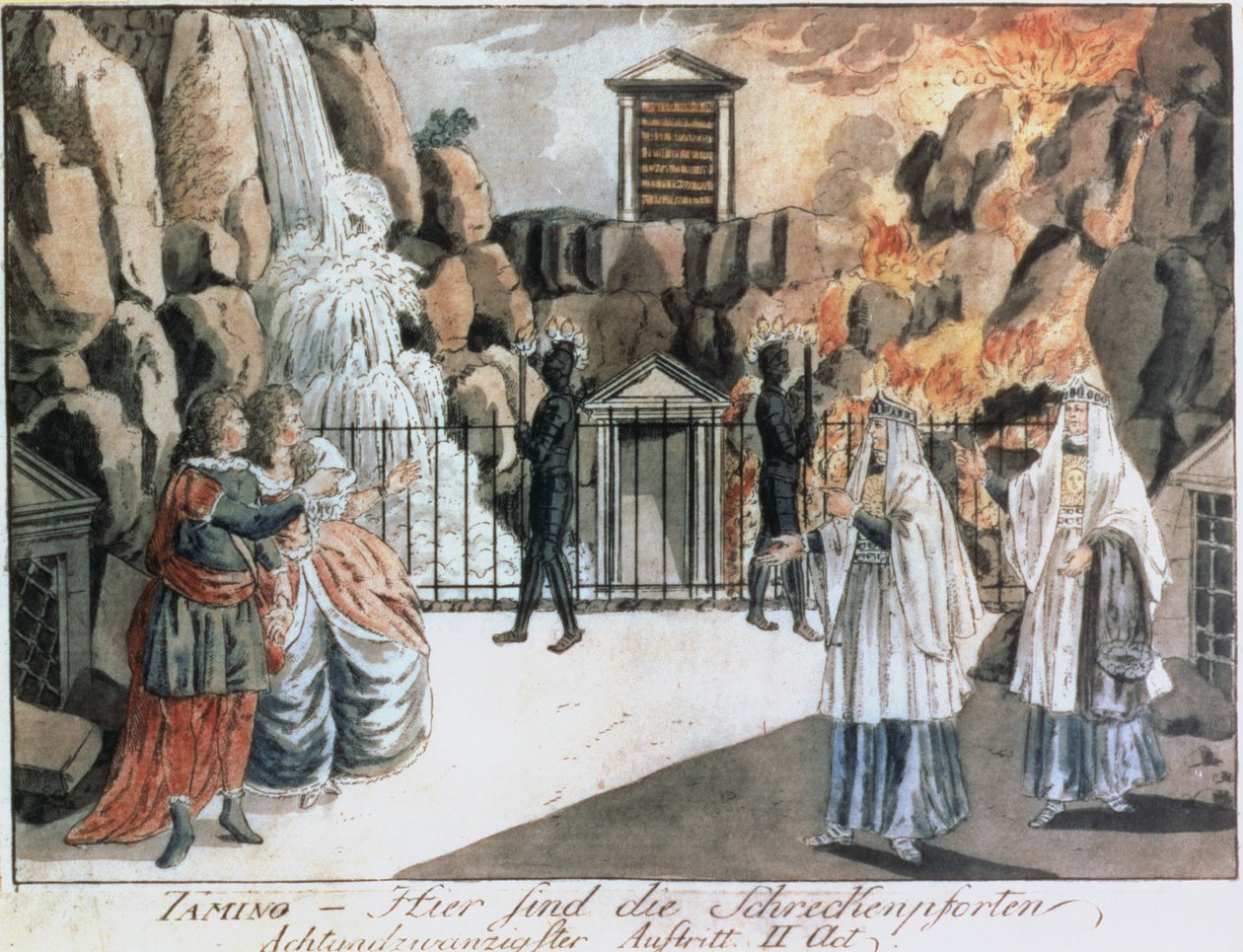 Tamino og Pamina foran templet, scene fra 