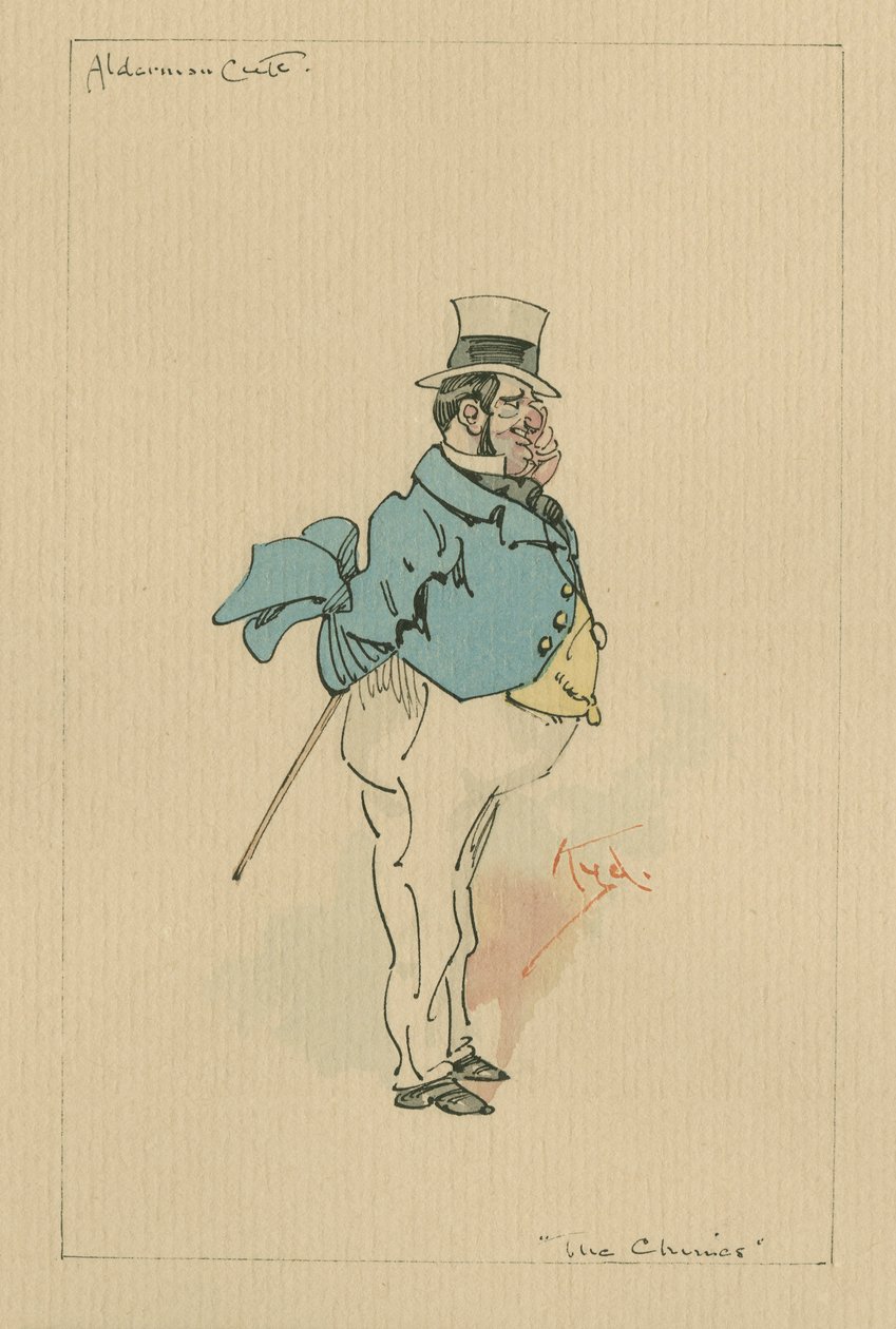 Alderman Cute - The Chimes, ca. 1920-tallet (penn og blekk med wc på papir) av Joseph Clayton Clarke