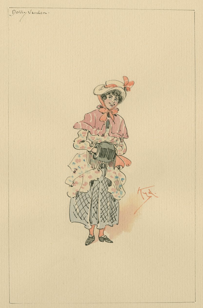 Dolly Varden, ca. 1920-tallet (penn og blekk med wc på papir) av Joseph Clayton Clarke