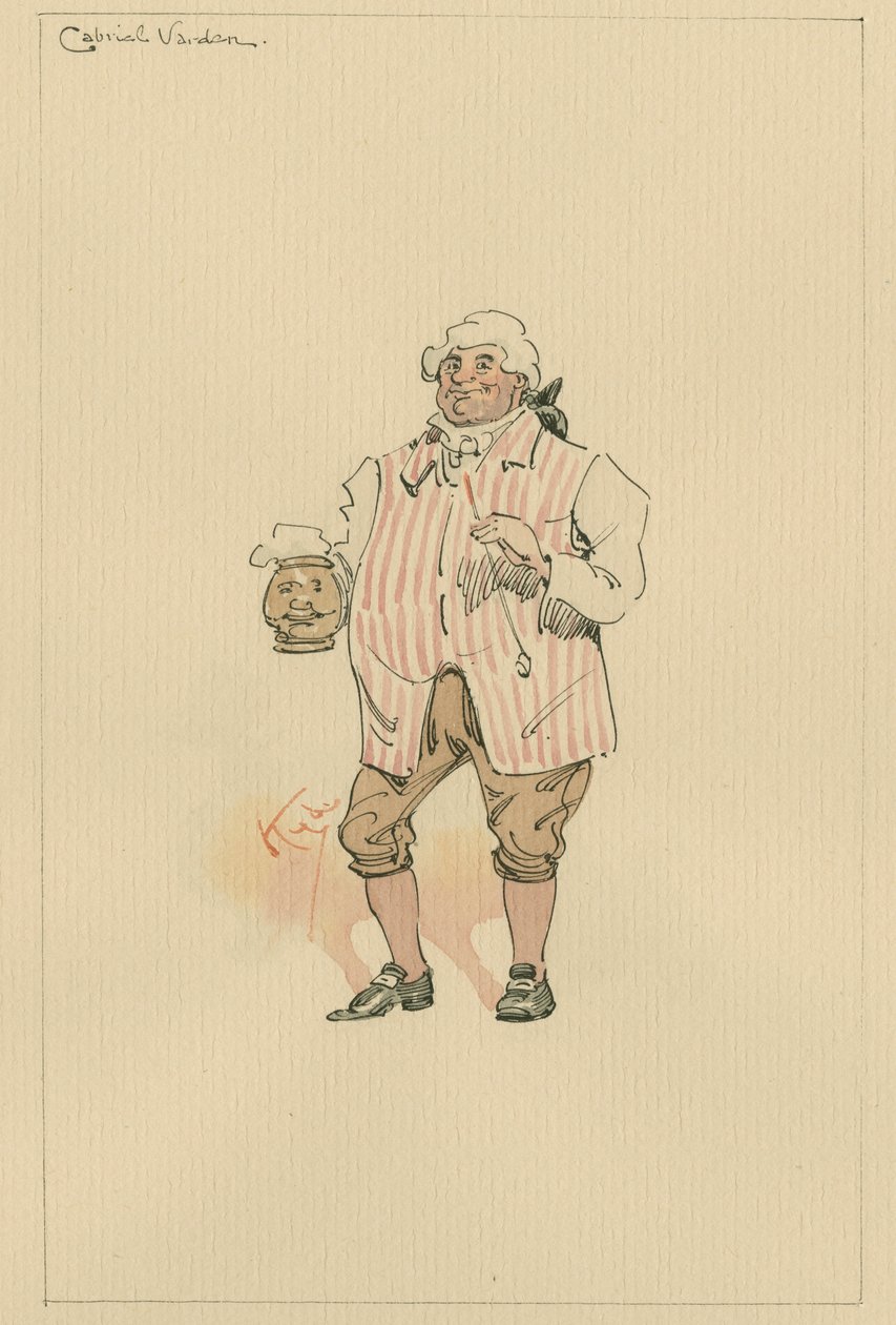 Gabriel Varden, ca. 1920-tallet (penn og blekk med wc på papir) av Joseph Clayton Clarke