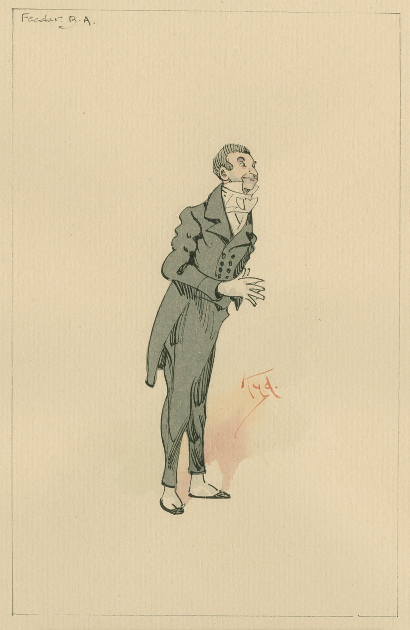 Mr BA Feeder, ca. 1920-tallet (penn og blekk med wc på papir) av Joseph Clayton Clarke