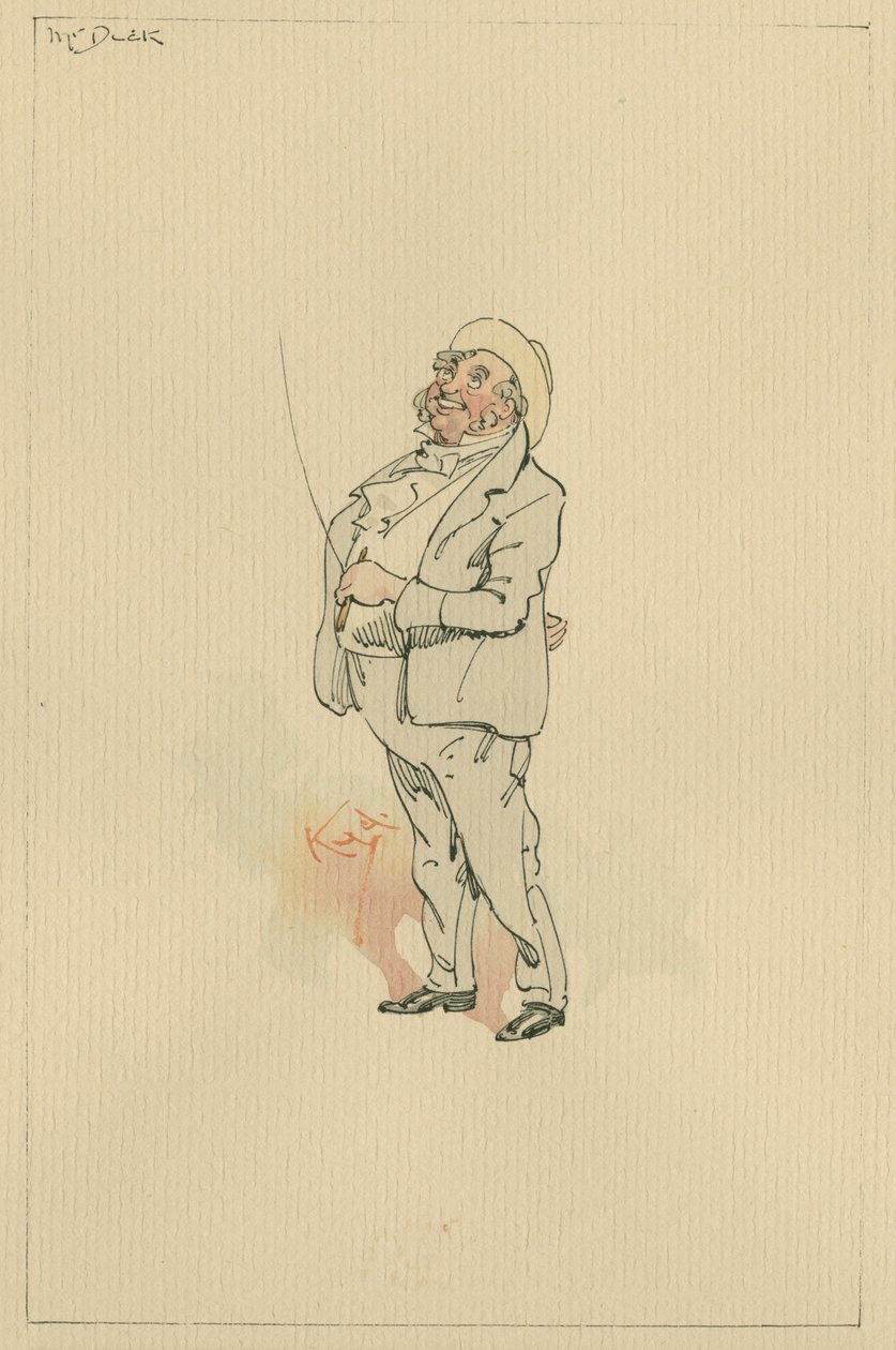 Mr Dick, ca. 1920-tallet (penn og blekk med wc på papir) av Joseph Clayton Clarke