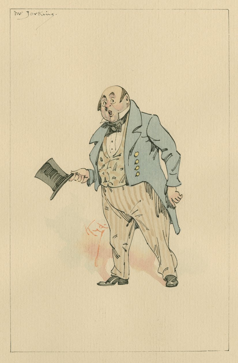 Mr Jorkins, ca. 1920-tallet (penn og blekk med wc på papir) av Joseph Clayton Clarke