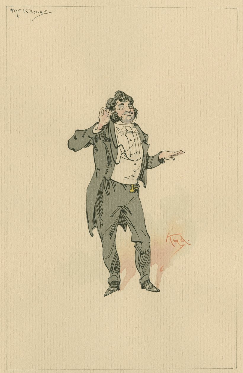 Mr Kenge, ca. 1920-tallet (penn og blekk med wc på papir) av Joseph Clayton Clarke