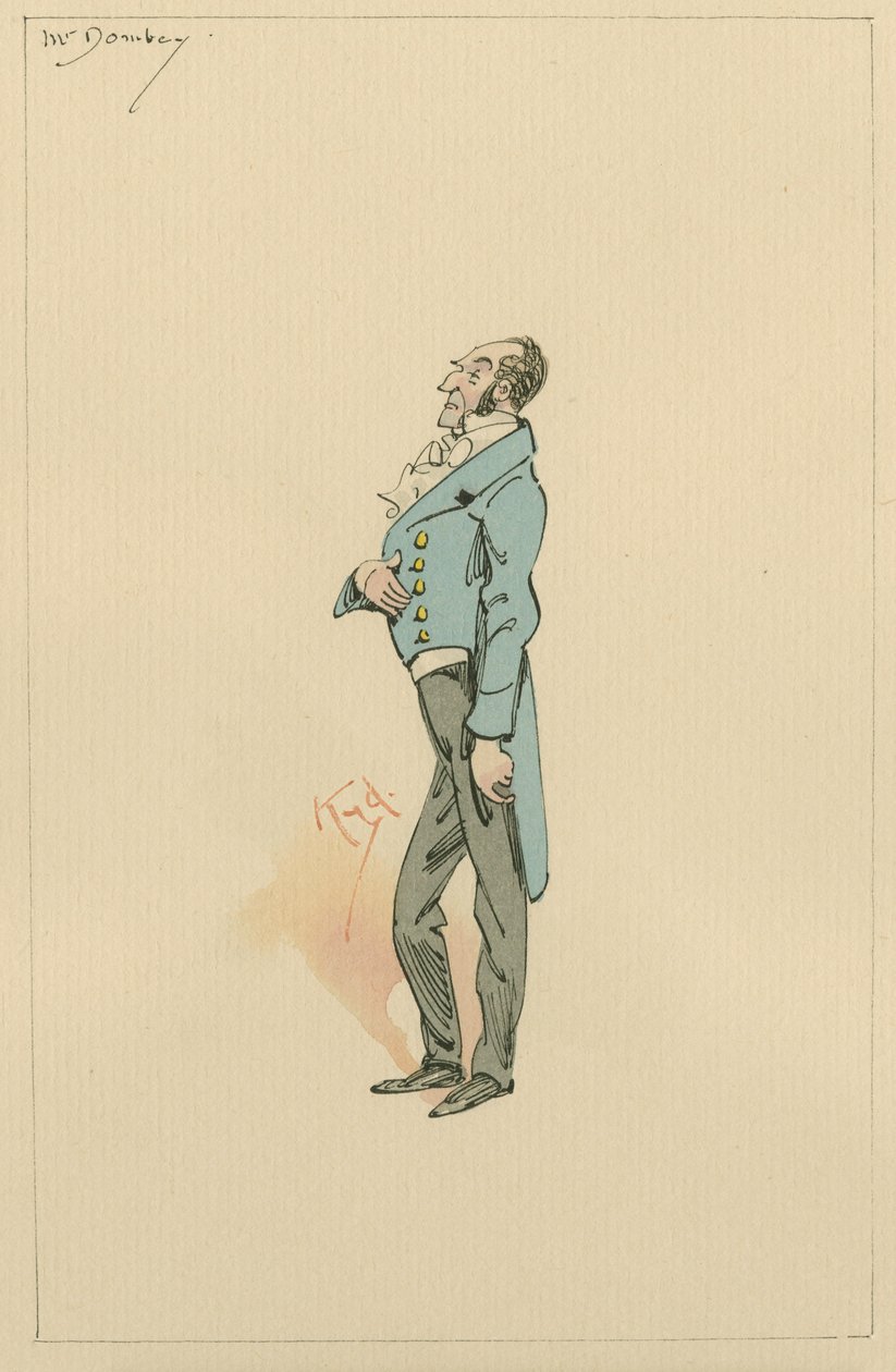 Mr Paul Dombey, ca. 1920-tallet (penn og blekk med wc på papir) av Joseph Clayton Clarke
