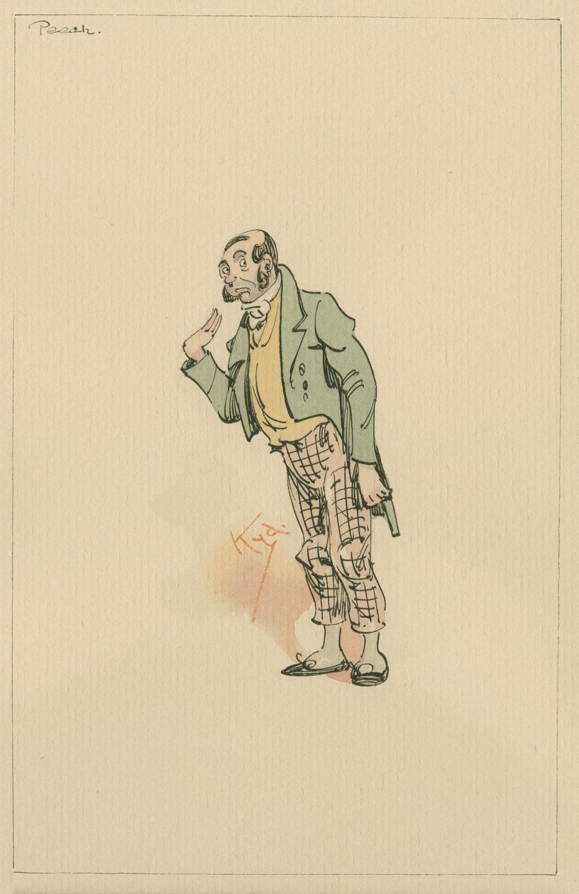 Mr Perch, ca 1920-tallet (penn og blekk med wc på papir) av Joseph Clayton Clarke