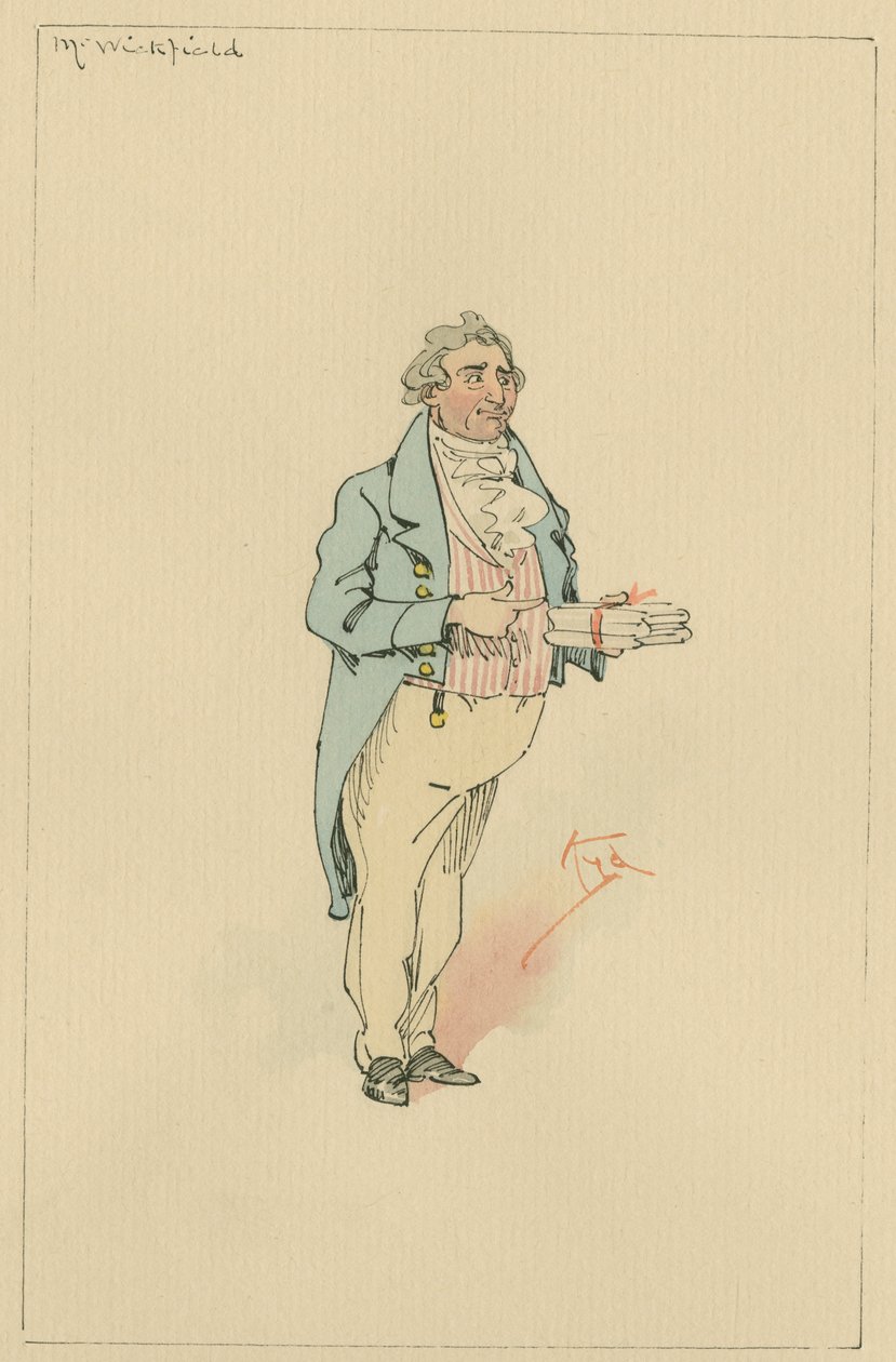 Mr Wickfield, ca. 1920-tallet (penn og blekk med wc på papir) av Joseph Clayton Clarke