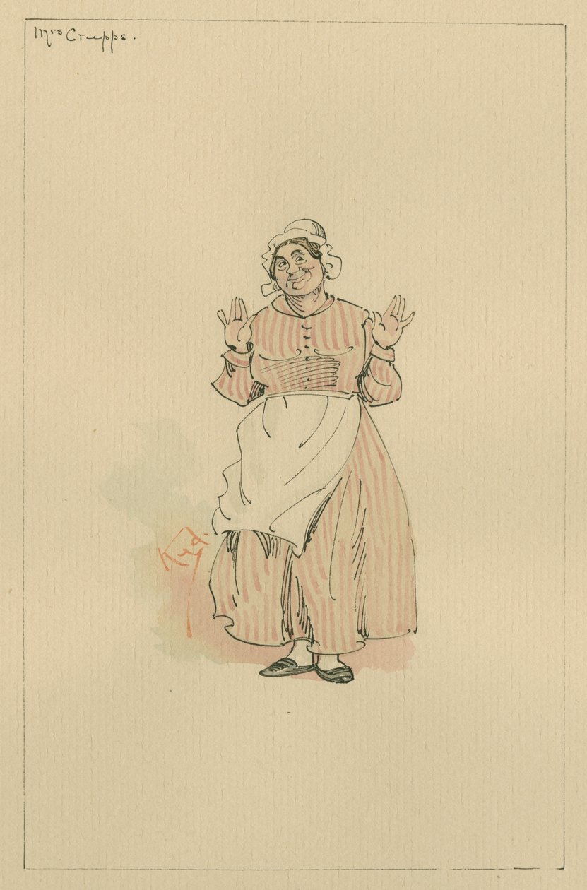 Mrs Crupps, ca. 1920-tallet (penn og blekk med wc på papir) av Joseph Clayton Clarke