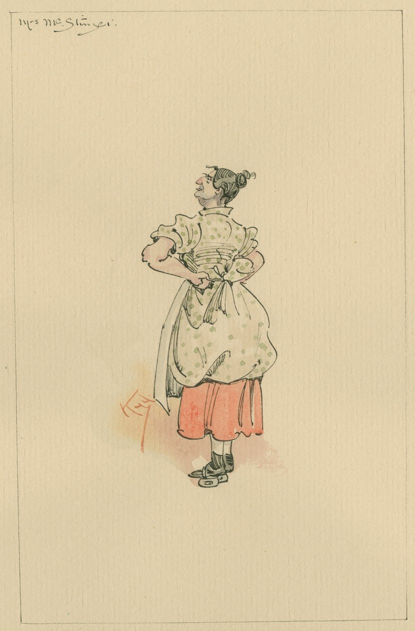 Mrs MacStinger, ca. 1920-tallet (penn og blekk med wc på papir) av Joseph Clayton Clarke