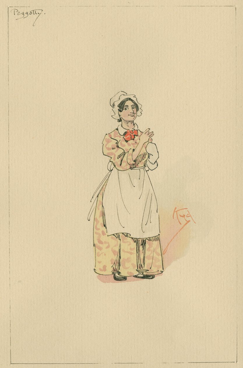 Peggotty, ca. 1920-tallet (penn og blekk med wc på papir) av Joseph Clayton Clarke