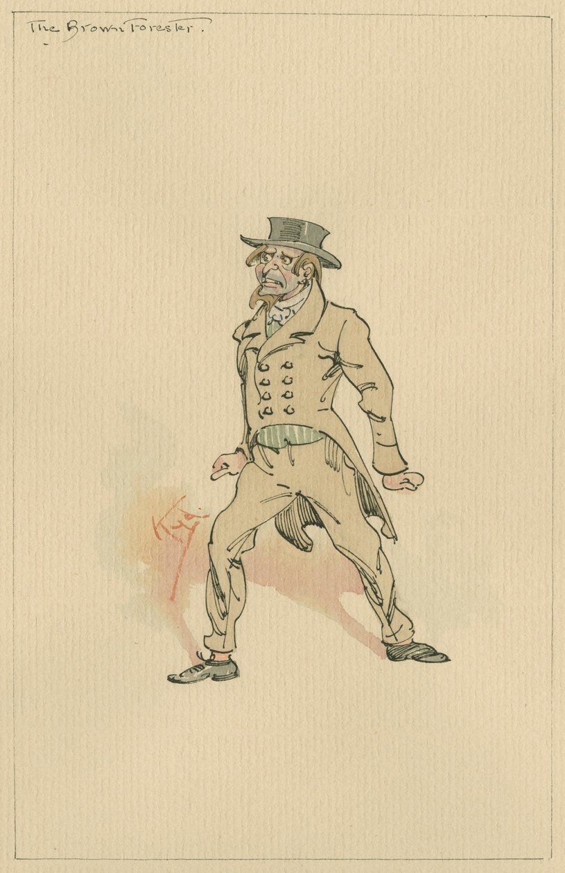 The Brown Forester, ca. 1920-tallet (penn og blekk med wc på papir) av Joseph Clayton Clarke