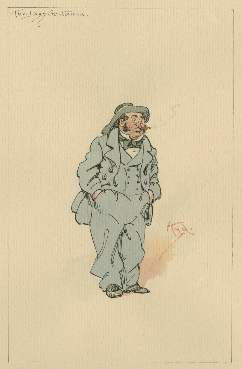 The Lazy Gentleman, ca. 1920-tallet (penn og blekk med wc på papir) av Joseph Clayton Clarke