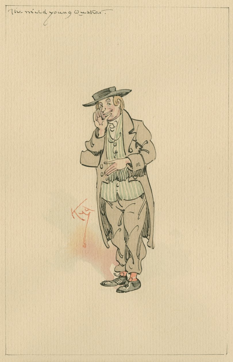 The Mild Young Quaker, ca. 1920-tallet (penn og blekk med wc på papir) av Joseph Clayton Clarke