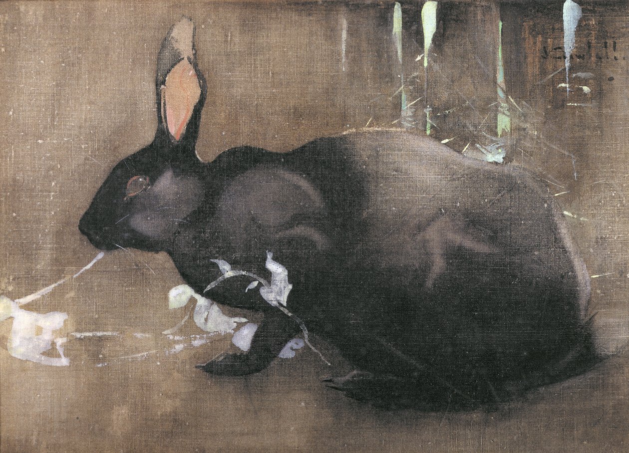 En svart kanin (kroppsfarge på lin) av Joseph Crawhall