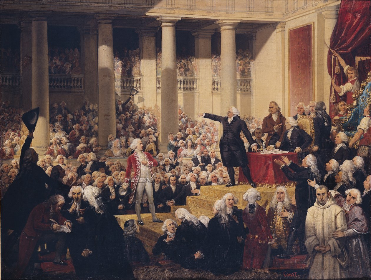 Mirabeau og Monsieur de Dreux-Breze ved Assemblee des Deputes, 23. juni 1789 av Joseph Desire Court