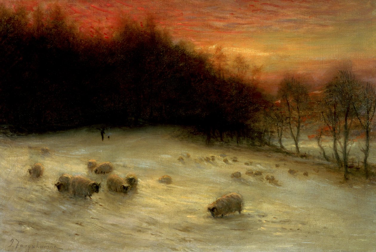 Sauer i et vinterlandskap, kveld av Joseph Farquharson