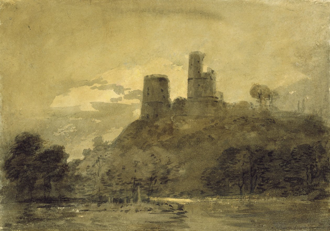 Et slott ved en elv, måneskinn av Joseph Mallord William Turner
