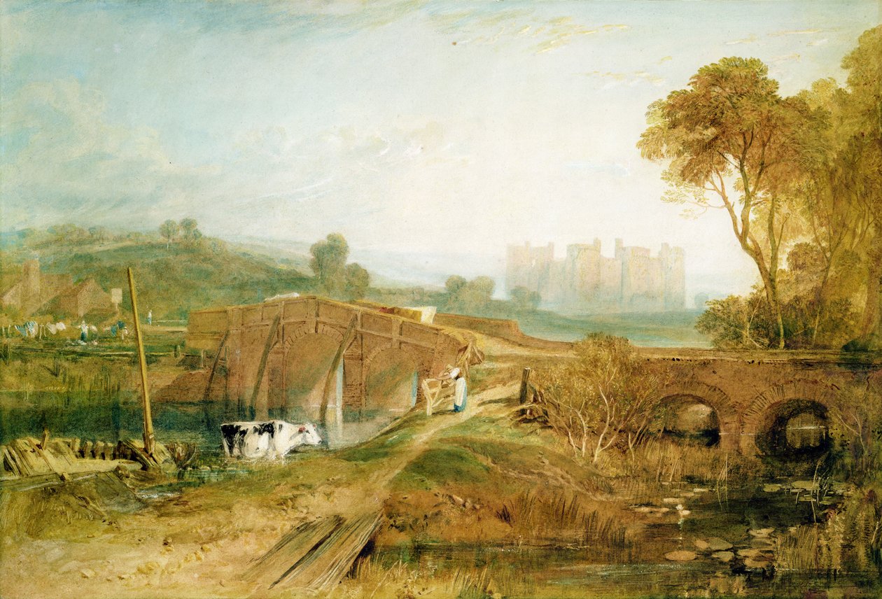 Bodiam Castle, Sussex (blyant og wc med gummi arabicum på papir) av Joseph Mallord William Turner