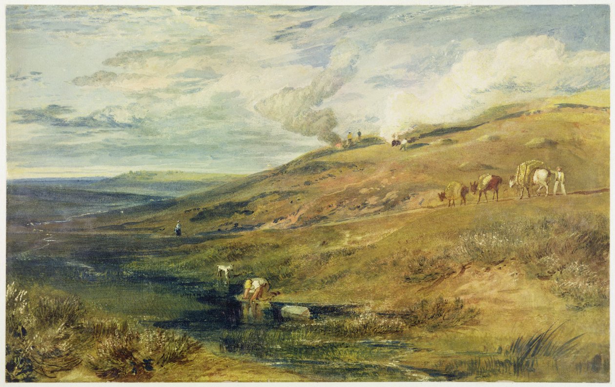 Dartmoor: The Source of the Tamar and the Torridge, ca. 1813 (wc og kroppsfarge over grafitt på papir) av Joseph Mallord William Turner