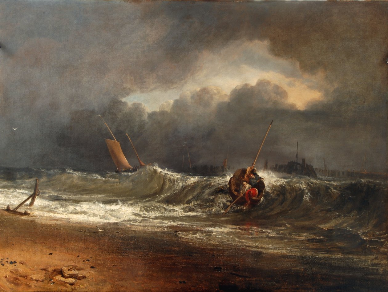 Fiskere på le-strand i dårlig vær av Joseph Mallord William Turner
