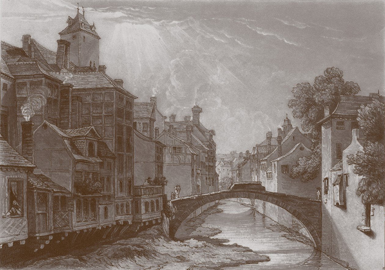 Gravering av strømbrua i Liège av Joseph Mallord William Turner