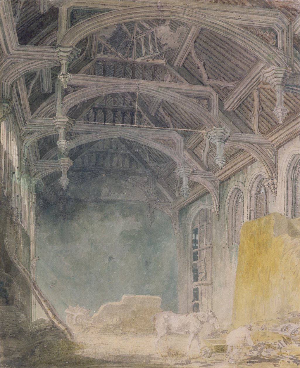 Interiør av St. John's Palace, Eltham, ca. 1793 (wc over grafitt på papir) av Joseph Mallord William Turner