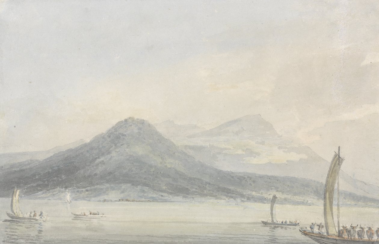 Lago Maggiore fra Isola Borromena, ca. 1795 (wc over grafitt på papir) av Joseph Mallord William Turner
