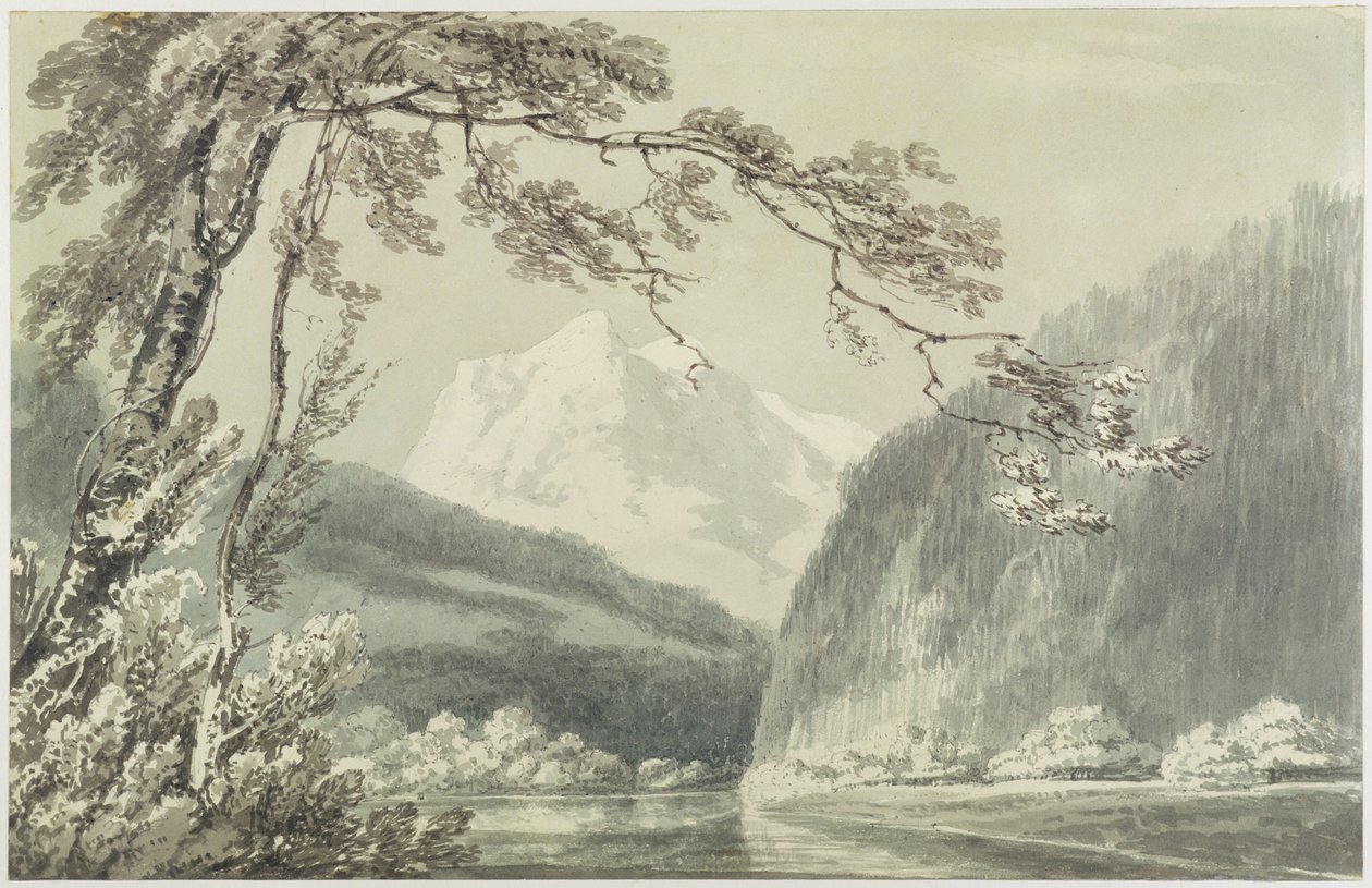 Nær Grindelwald, ca. 1796 (blå og grå vask over grafitt på papir) av Joseph Mallord William Turner