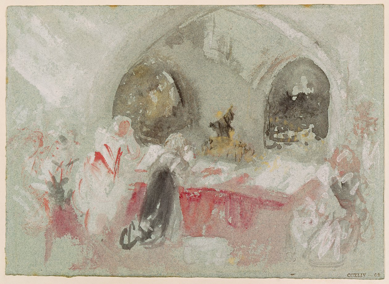 Gudstjeneste i kapellet i Petworth, 1830 (gouache) av Joseph Mallord William Turner