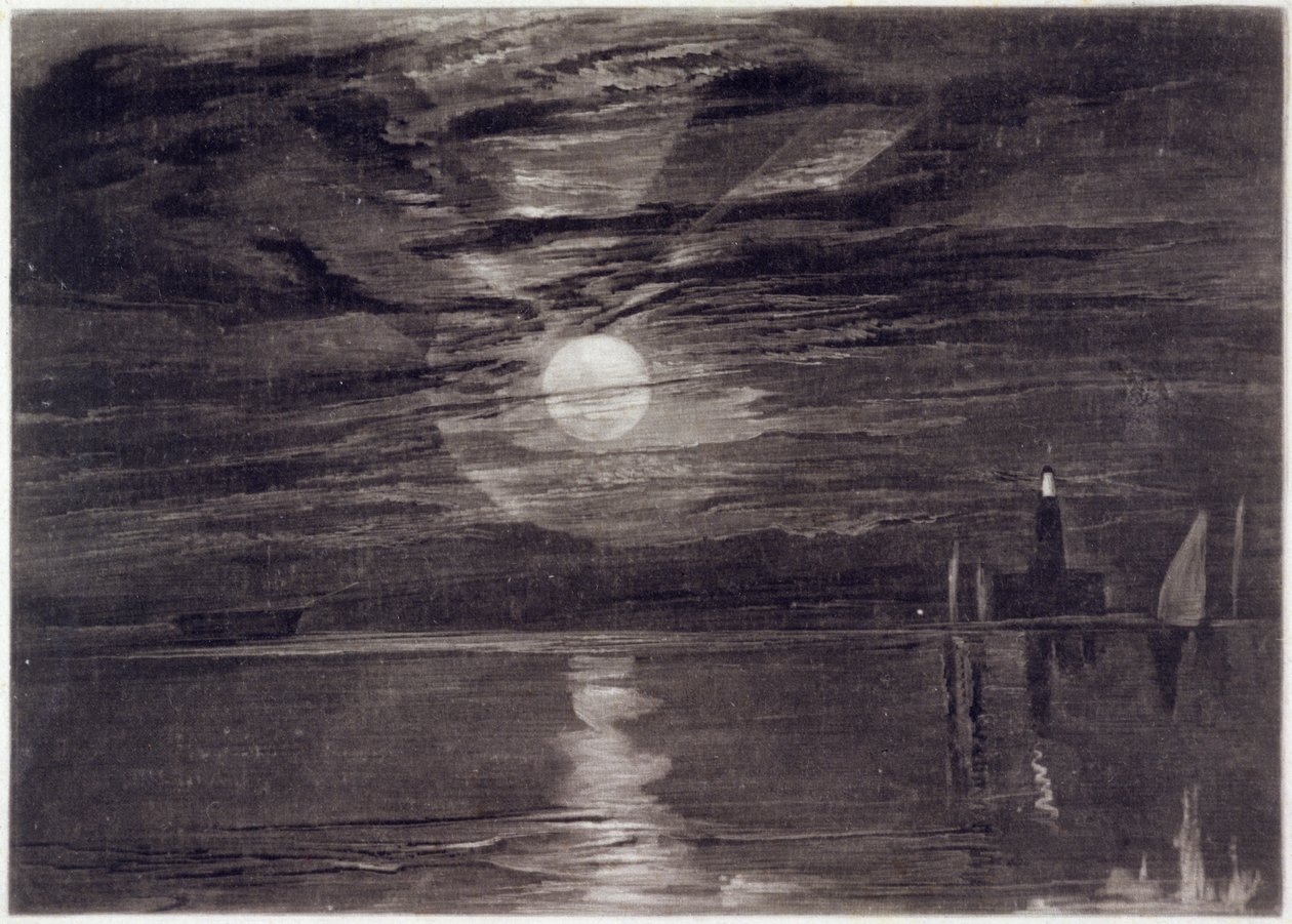 Shields Lighthouse, ca. 1825 (mezzotint) av Joseph Mallord William Turner